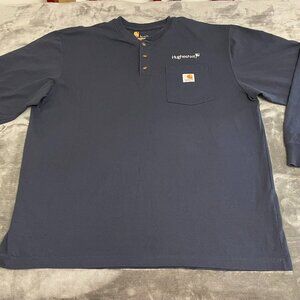 Carhartt Men’s Large Gray Henley Logo Pocket Tee – Long Sleeve Sportsman Shirt